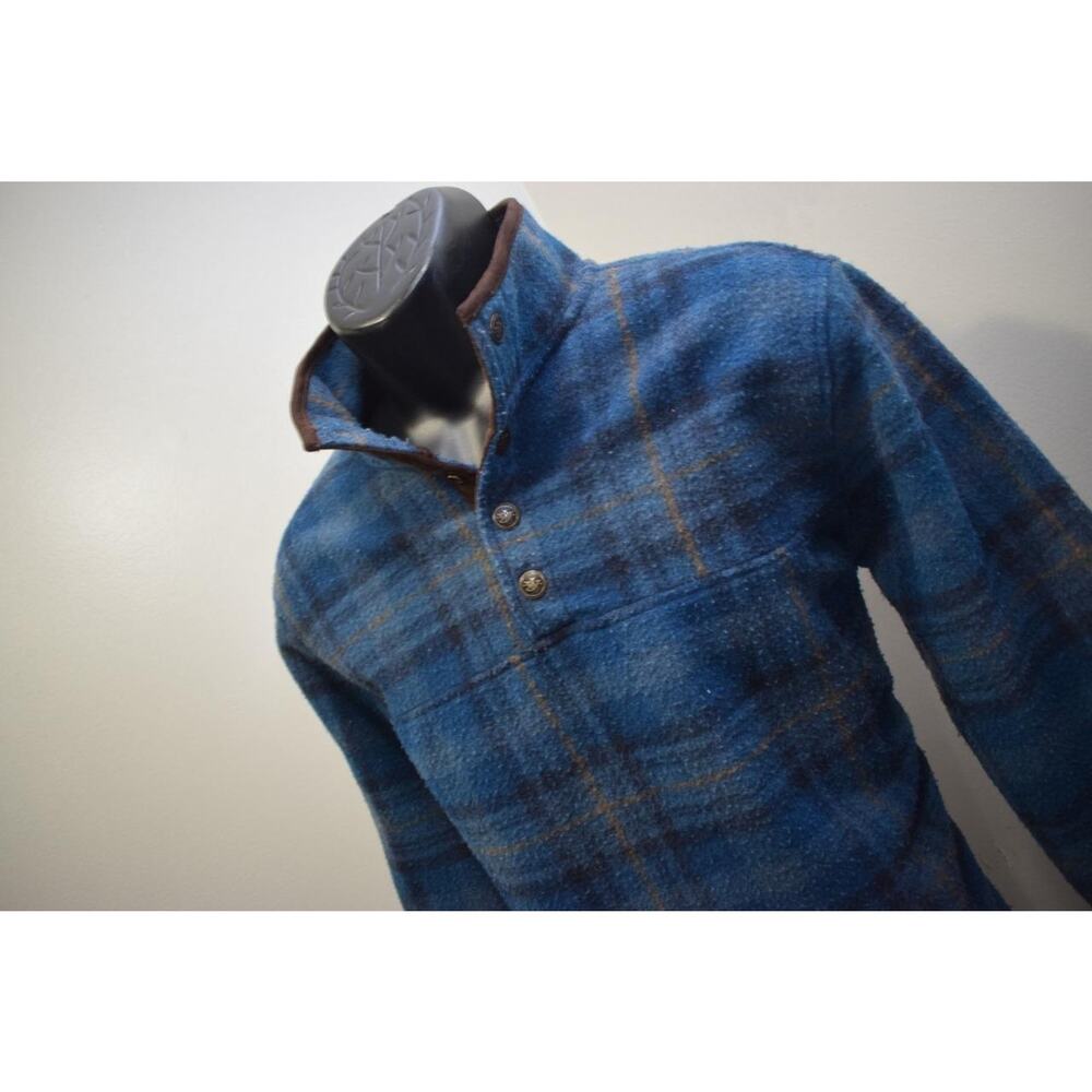 John Wayne Fleece Pullover Sweater Plaid‎ Snap Neck Mens Size Small